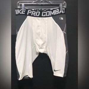 🌚Nike MLB Authentic Pro Combat White Compression Shorts
